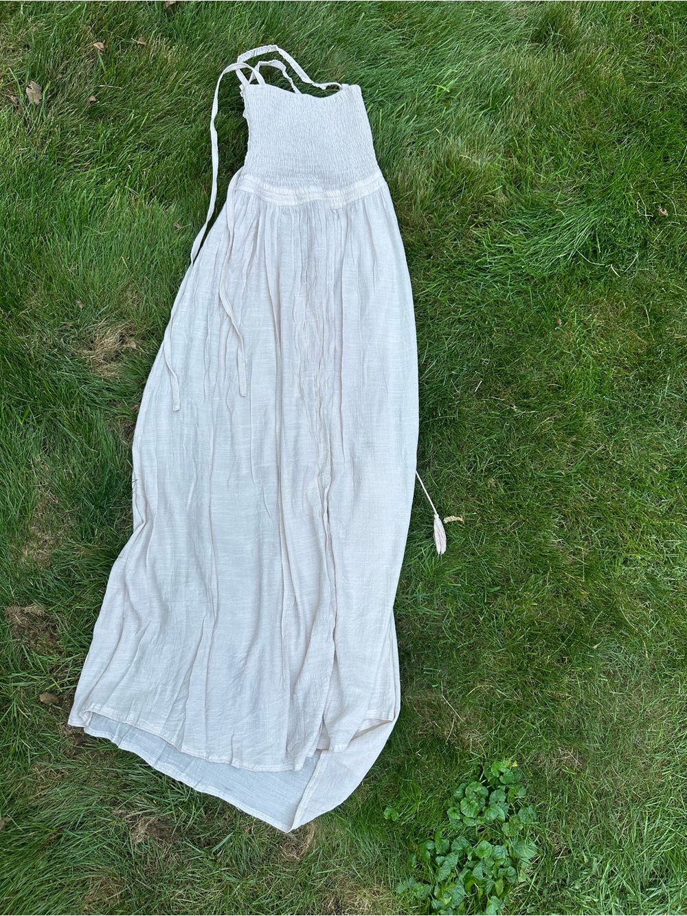 Light Cream Smocked Waist Maxi Dress